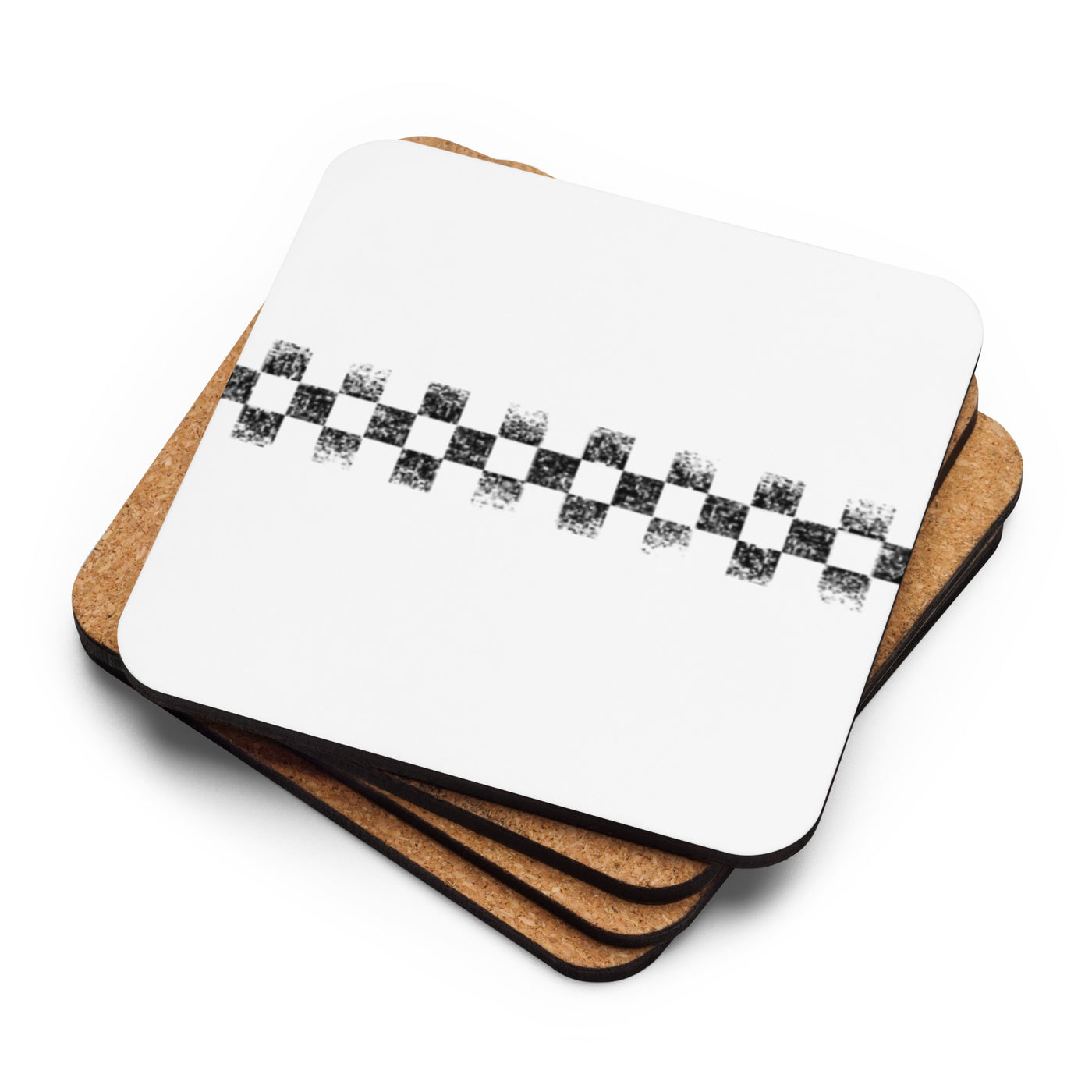 Black Distressed Checkered White Coaster