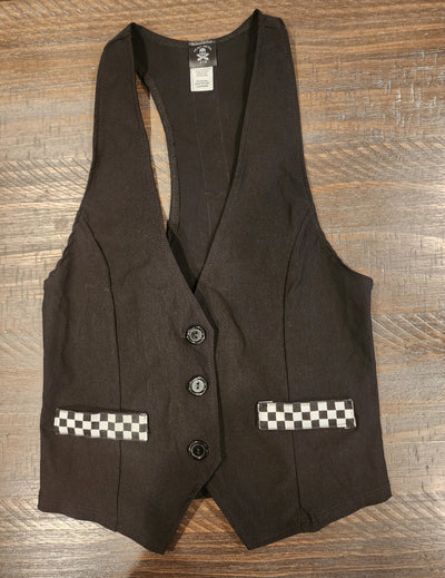 Blink 182 Women's Custom Black Checkered Tuxedo Vest
