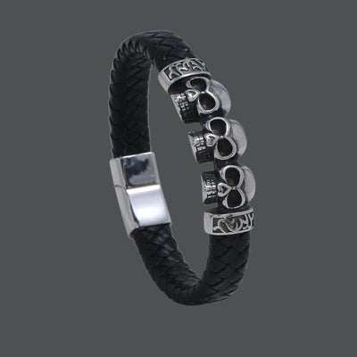 Dokken Leather and Skull Unisex Bracelet