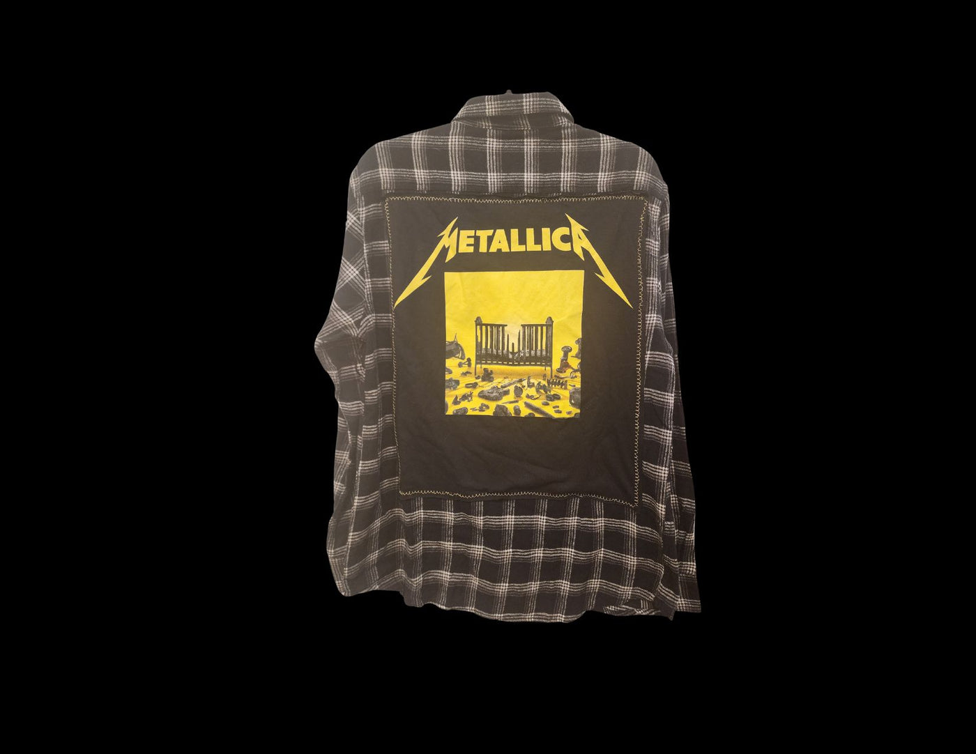 Metallica Black and White Unisex Custom Slim Fit Long Sleeve Flannel