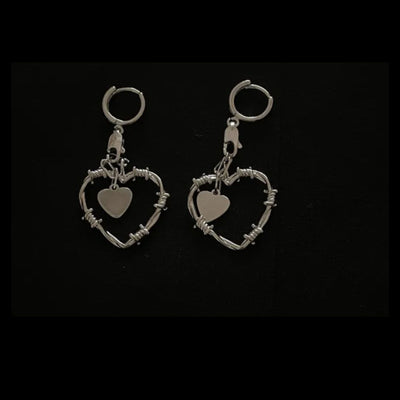 Crazy On You Barbed Heart Earrings and Necklace Charm