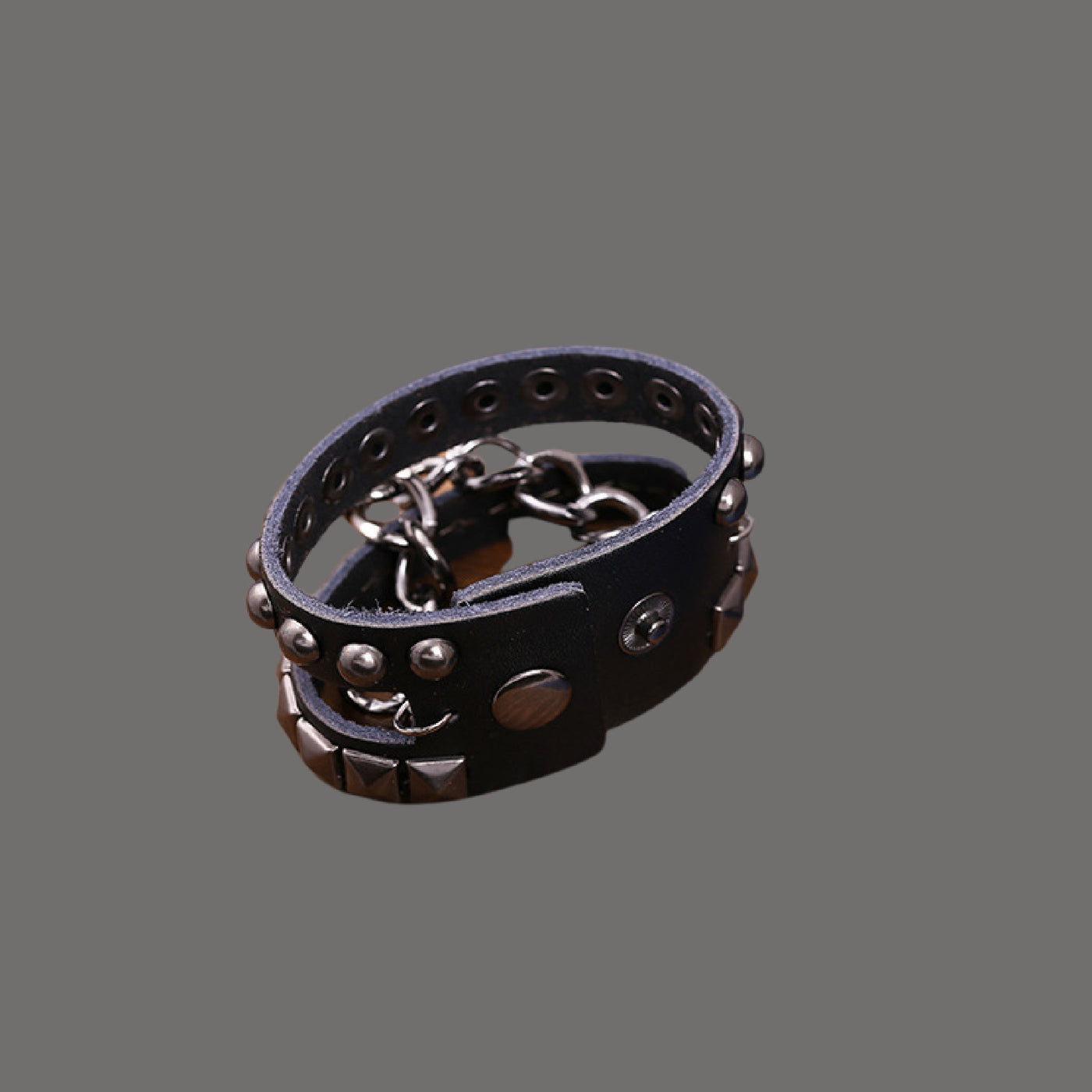 Studded Leather Chain Bracelet