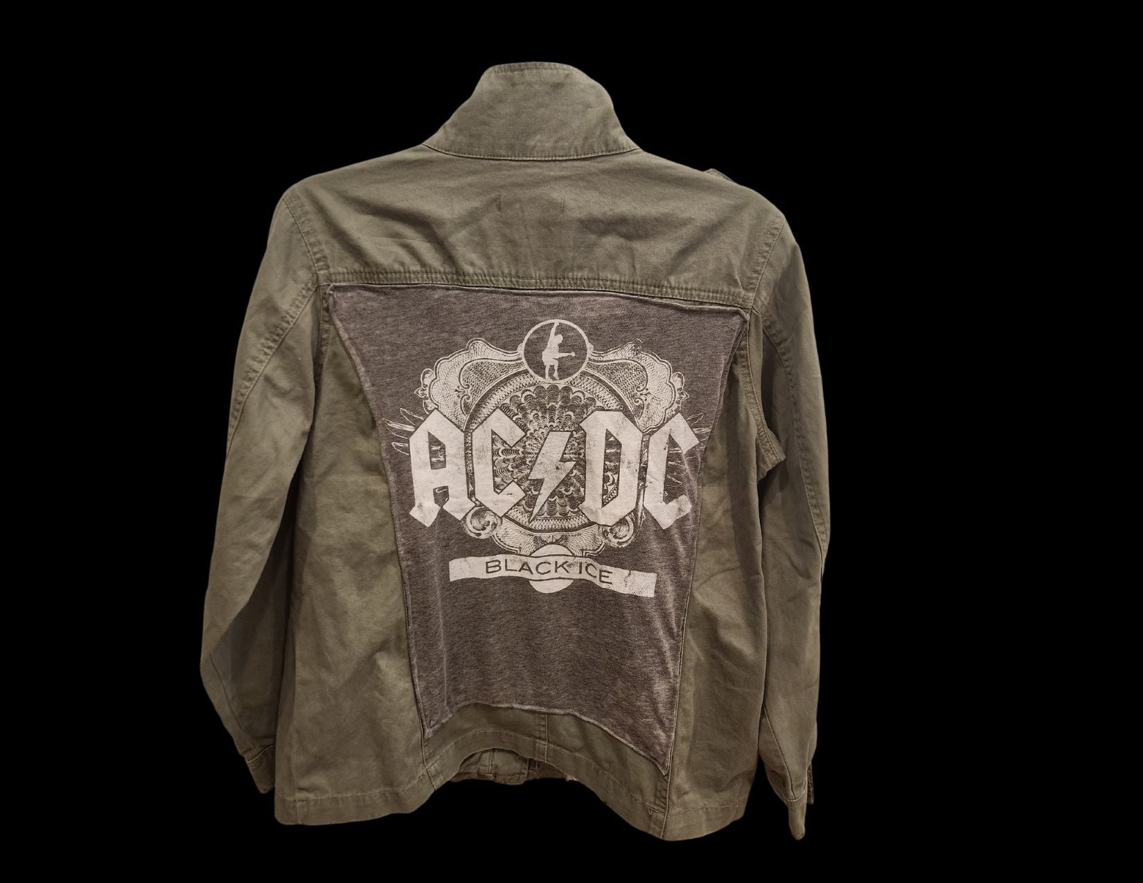 AC/DC Olive Green Custom Ladies Utility Jacket – Heavy Metal Zen