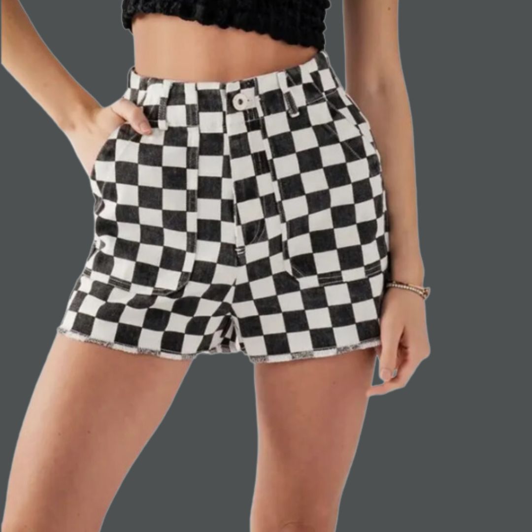 Paramore Black and White Checkered Shorts