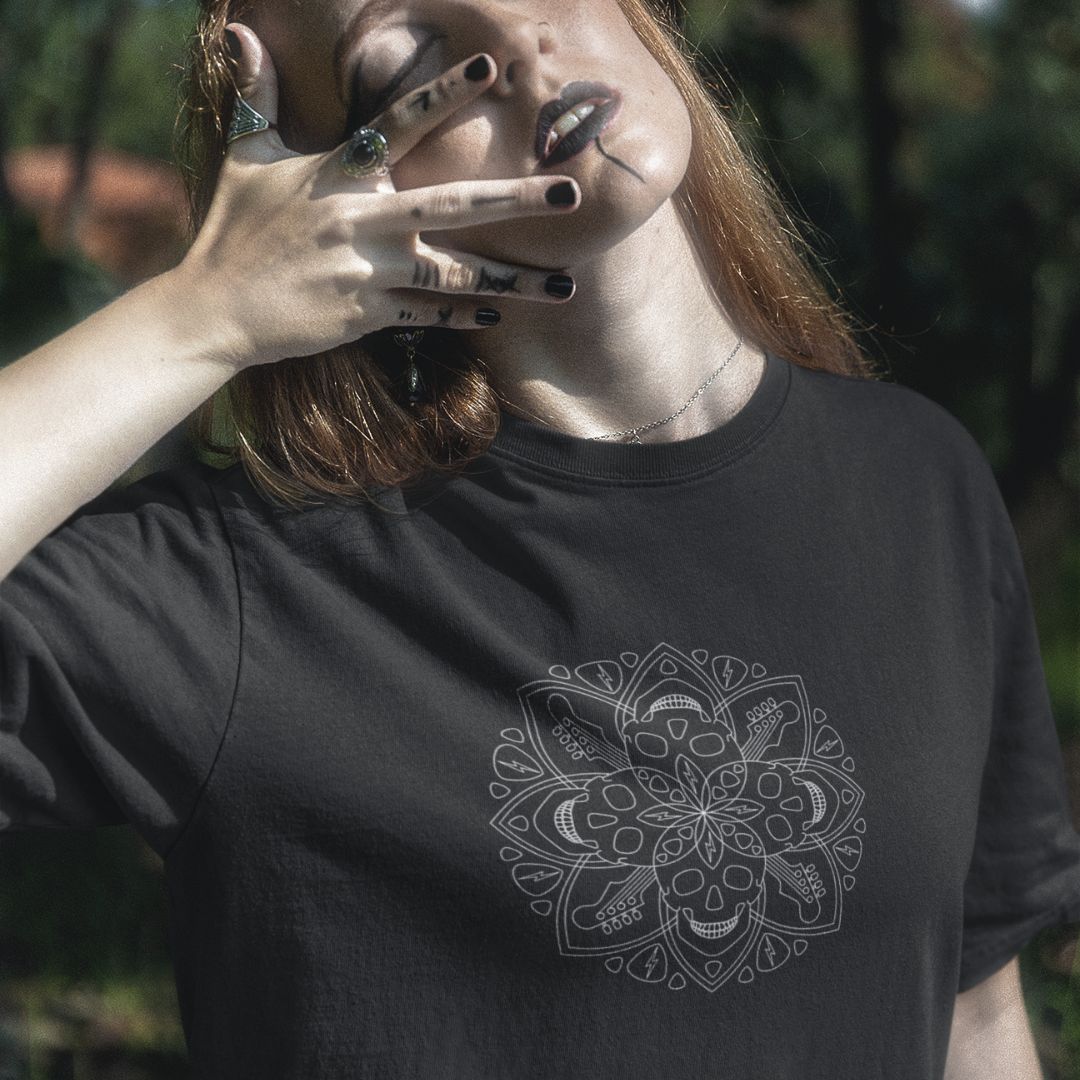 Riff and Skulls Mandala Unisex Short Sleeve T-Shirt