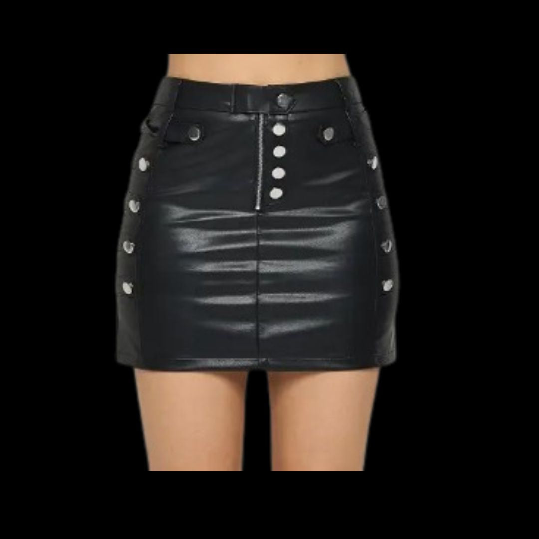 Seek and Destroy High Waisted Black Faux Leather Mini Skirt – Heavy ...